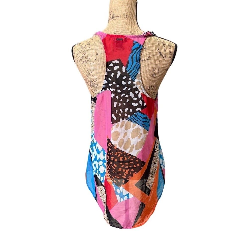 Ecko Red Womens Tank Top Size L Sheer Multicolor Abstract Print Sleeveless - Picture 5 of 10